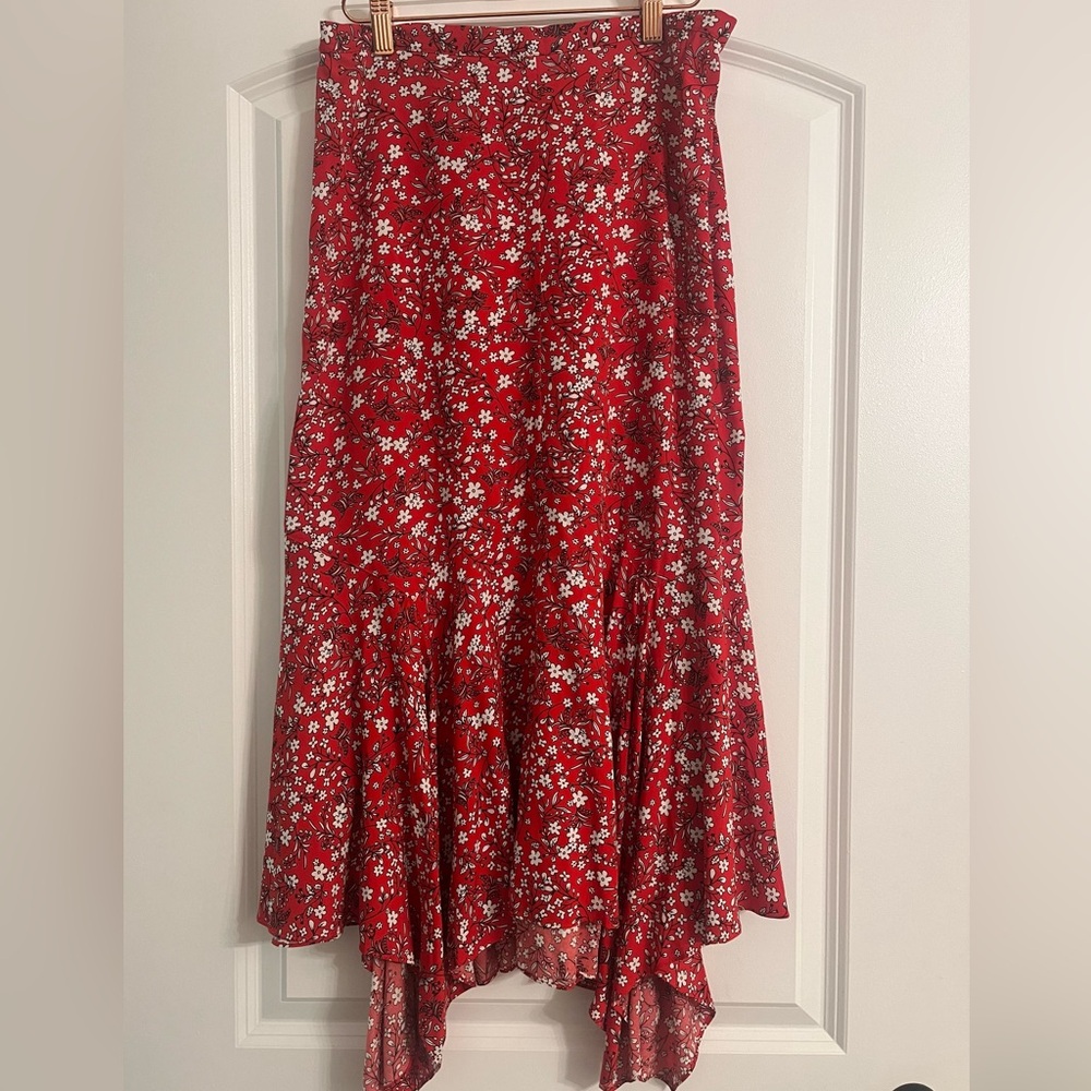 Max Studio Red Floral Skirt